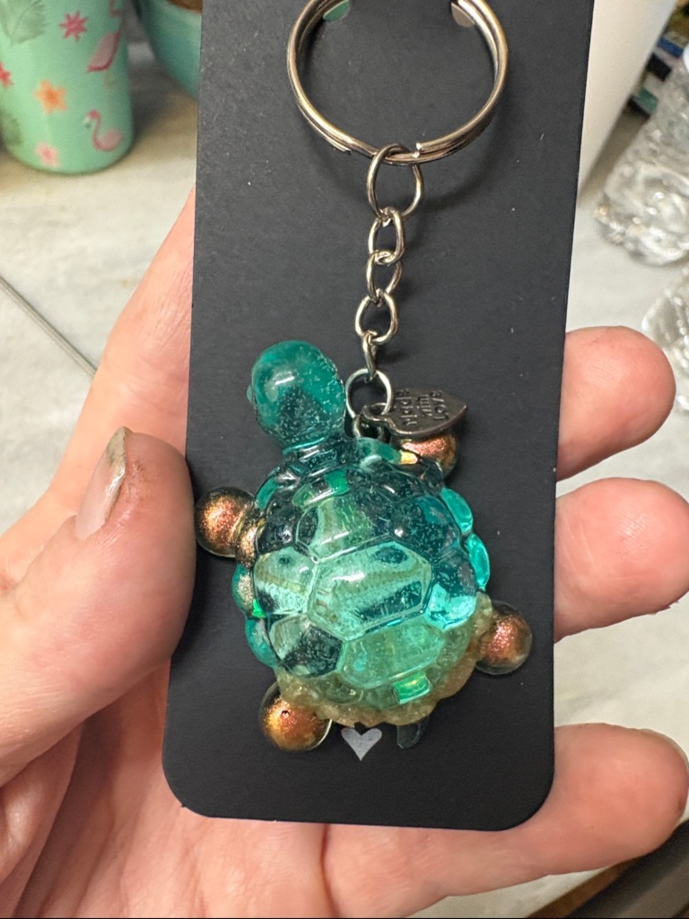 Teal Turtle Keychain Phone Charm - Unbranded
